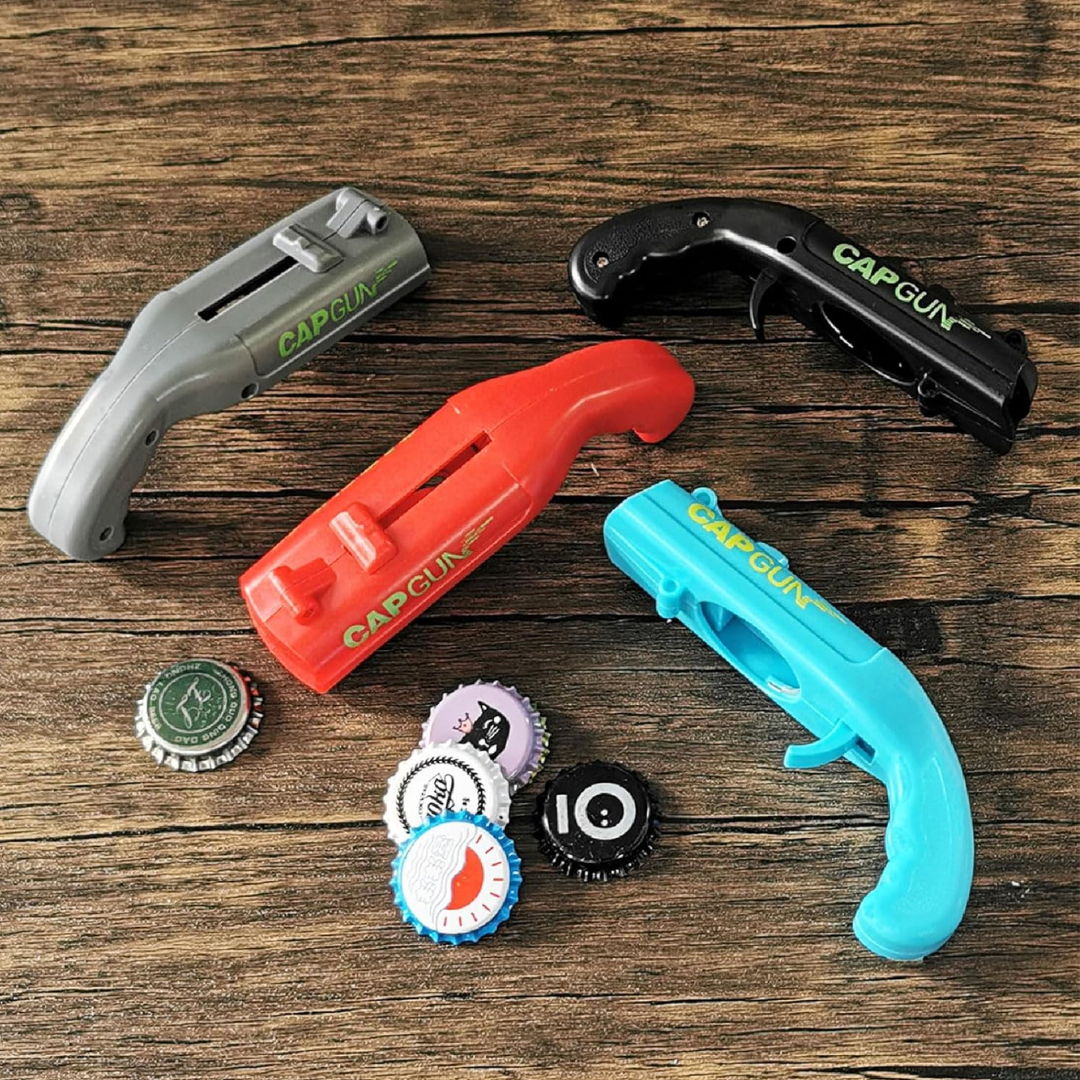 Pistola Abrebotellas que Dispara Chapas y Momentos Épicos